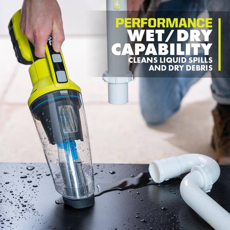 RYOBI ONE+ 18V Cordless Wet/Dry Hand Vacuum (Tool Only) with ONE+ 18V 2.0 Ah Lithium-Ion Battery - PCL702B-PBP006