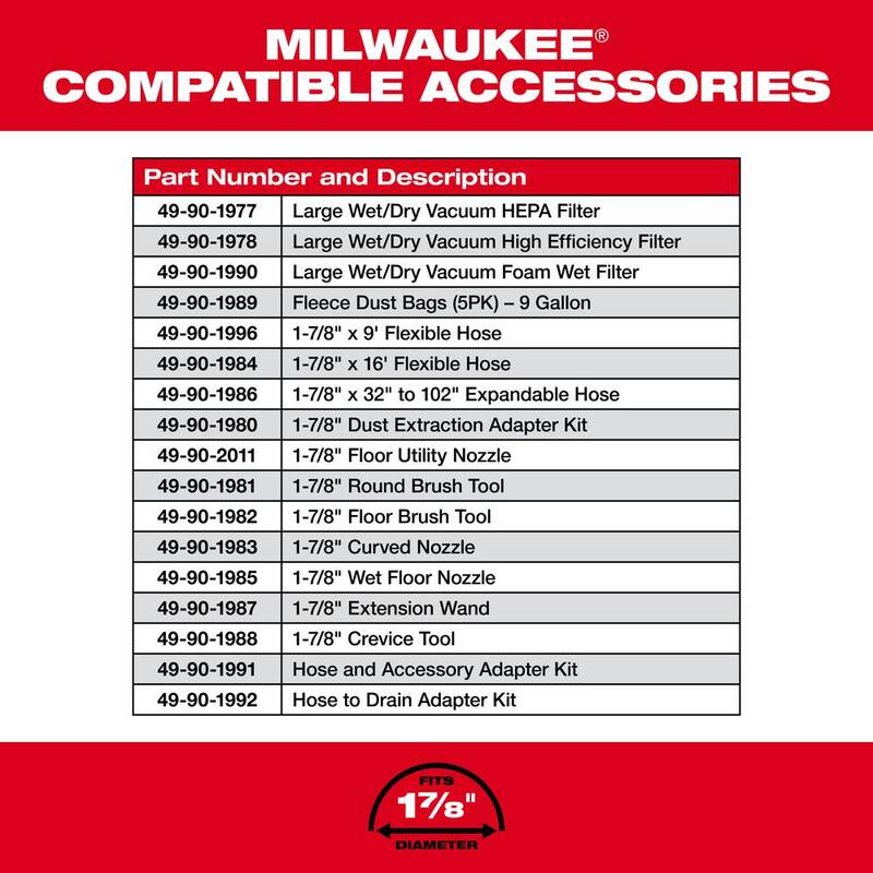 Milwaukee M18 FUEL 9 Gal. Cordless DUAL-BATTERY Wet/Dry Shop Vacuum & Dual Power Tower Light w/M18 6.0Ah Batteries (2-Pack) - 0920-20-2131-20-48-11-1862