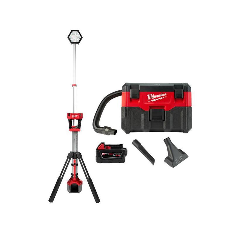 Milwaukee M18 18-Volt 2 Gal. Lithium-Ion Cordless Wet/Dry Vacuum with LED Tower Light and 5.0 Ah Battery - 0880-20-2131-20-48-11-1850