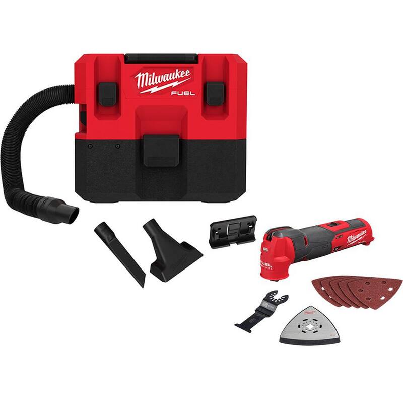 Milwaukee M12 FUEL 12-Volt Lithium-Ion Cordless 1.6 Gal. Wet/Dry Shop Vacuum with M12 FUEL Multi Tool (2-Tool) - 0960-20-2526-20