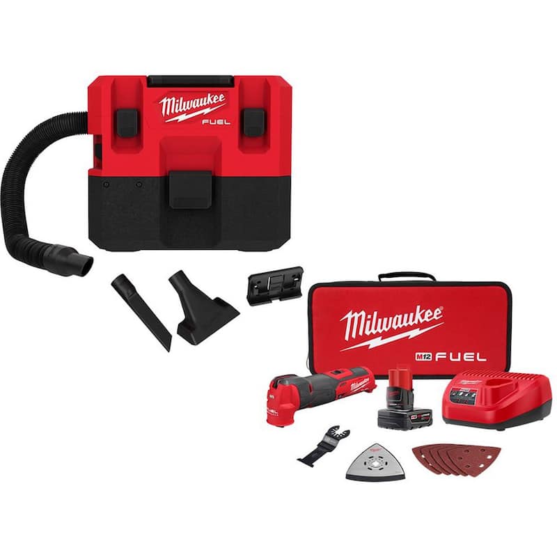 Milwaukee M12 FUEL 12-Volt Lithium-Ion Cordless 1.6 Gal. Wet/Dry Vacuum with M12 FUEL Cordless Oscillating Multi-Tool Kit - 0960-20-2526-21XC