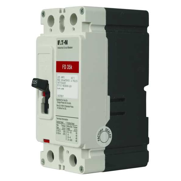 Eaton Molded Case Circuit Breaker, FD Series, 70A, 2 Pole, 600V AC, 65kA at 240/277V AC - FD2070