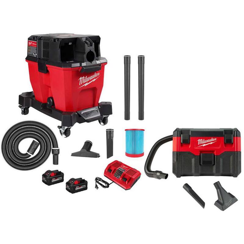 Milwaukee M18 FUEL 9 Gal. Cordless Dual-Battery Wet/Dry Shop Vacuum Kit & M18 2 Gal Wet/Dry Vac - 0920-22HD-0880-20