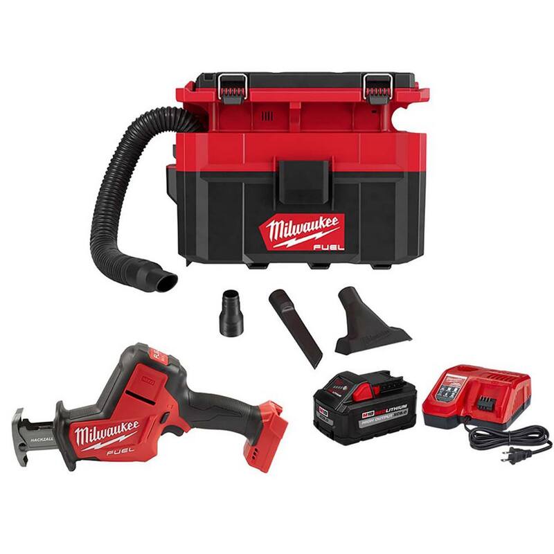 Milwaukee M18 FUEL PACKOUT 18-Volt 2.5 Gal. Lithium-Ion Cordless Wet/Dry Vacuum with HACKZALL Reciprocating Saw Kit - 0970-20​-2719-20-48-59-1880