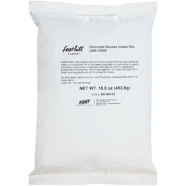 Mezcla de postre de mousse de chocolate instantánea Foothill Farms, paquete de 12 - J256-H7800.