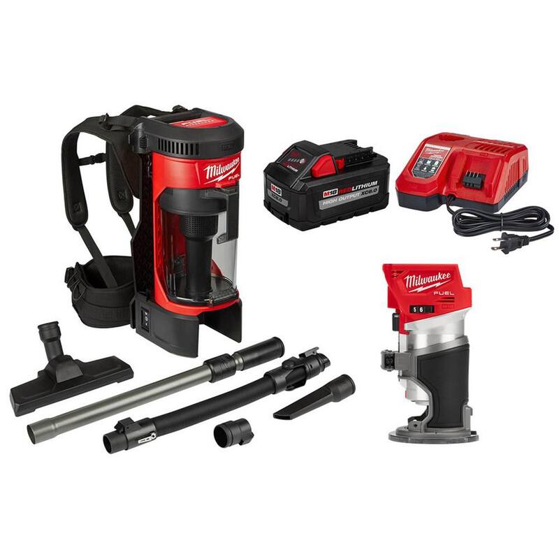 Milwaukee M18 FUEL 18-Volt Lithium-Ion Brushless 1 Gal. Cordless 3-in-1 Backpack Vacuum and Router Kit - 0885-20-48-59-1880-2723-20