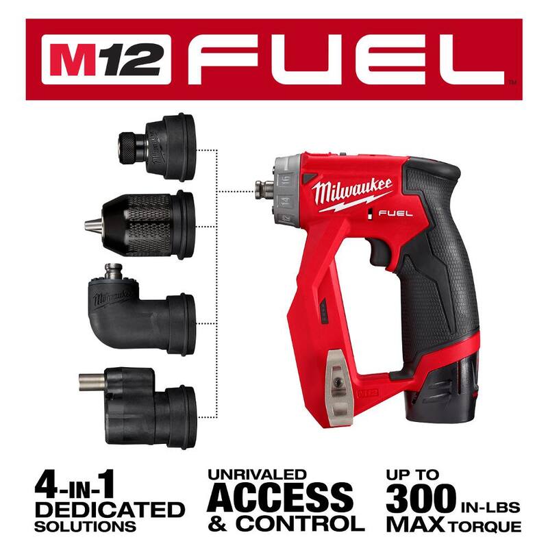 Milwaukee M12 FUEL 12-Volt Lithium-Ion Cordless 1.6 Gal. Wet/Dry Vacuum and 4-in-1 Installation 3/8 in. Drill Driver (2-Tool) - 0960-20​-2505-20