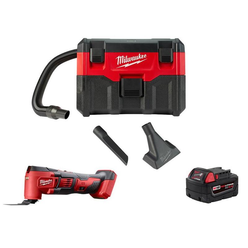 Milwaukee M18 18-Volt 2 Gal. Lithium-Ion Cordless Wet/Dry Vacuum with Multi-Tool and (1) M18 5.0 Ah Battery - 0880-20-2626-20-48-11-1850
