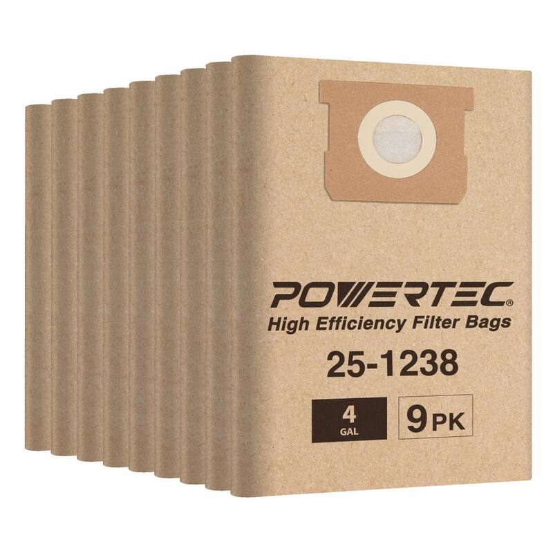 POWERTEC 4 Gal. Vacuum Bag for Stanley 25-1238/ Porter Cable PCX18301-4B, Replacement Filter Bag for Stanley, Porter Cable (9PK) - 75051-P3