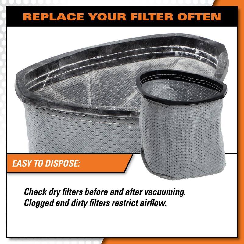 RIDGID Replacement Dry Pick-up Only Shop Vac Micro Cloth Filter for RIDGID 6 Quart NXT Backpack Vacuum HDB600 (1-Pack) - VFB102