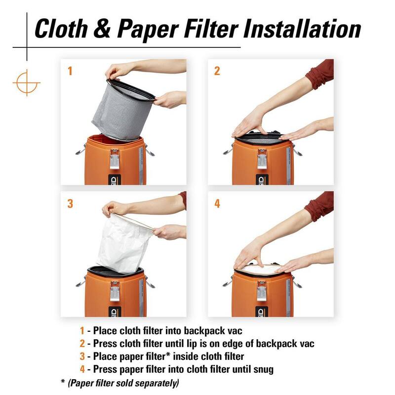 RIDGID Replacement Dry Pick-up Only Shop Vac Micro Cloth Filter for RIDGID 6 Quart NXT Backpack Vacuum HDB600 (1-Pack) - VFB102