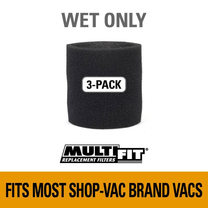 MULTI FIT Replacement Wet Debris Application Wet Dry Vacuum Foam Sleeve Filter for Select Shop-Vac Brand Shop Vacs (3-Pack) - VF2001A