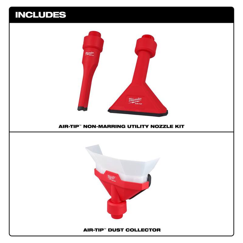 Milwaukee Air-Tip 1-1/4 in. to 2-1/2 in. Dust Collector, Crevice Tool and Utility Nozzle Kit Wet/Dry Vacuum Attachments (3-Piece) - 49-90-2022-49-90-2034