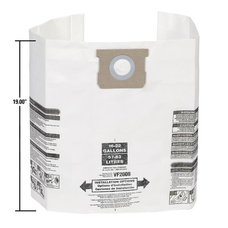 MULTI FIT General Debris Wet Dry Vacuum Dry Pick-up Only Dust Collection Bags for 15 to 22 Gal Shop-Vac Brand Shop Vacs (24-Pack) - VF2008C