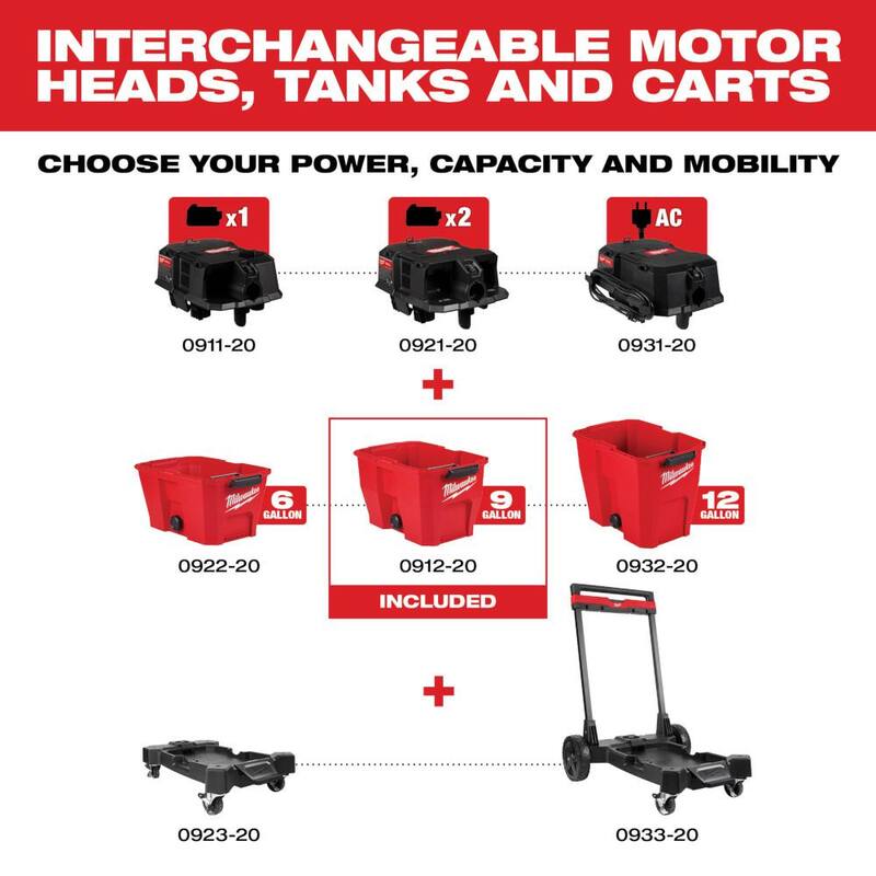 Milwaukee M18 9 Gal. Wet/Dry Vacuum Tank - 0912-20
