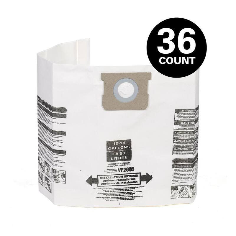 MULTI FIT General Debris Wet Dry Vacuum Dry Pick-up Only Dust Collection Bags for 10 to 14 Gal Shop-Vac Brand Shop Vacs (36-Pack) - VF2005D