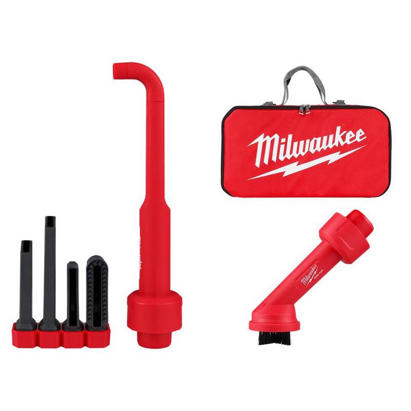 Milwaukee AIR-TIP 1-1/4 in. - 2-1/2 in. 4-In-1 Right Angle Tool and Brush Wet/Dry Shop Vacuum Attachment with Bag (5-Piece) - 49-90-2026-49-90-2019-49-90-2035