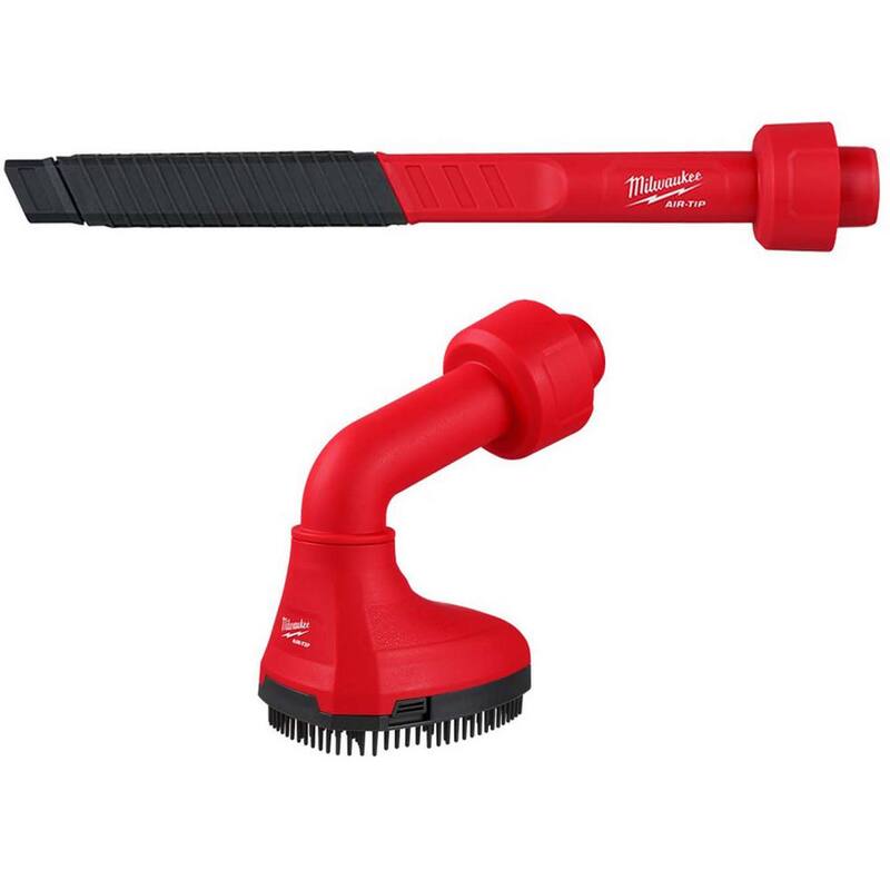 Milwaukee AIR-TIP 1-1/4 in. - 2-1/2 in. Flexible Long Reach Crevice Tool and Swivel Brush Kit For Wet/Dry Shop Vacuums (6-Piece) - 49-90-2030-49-90-2020