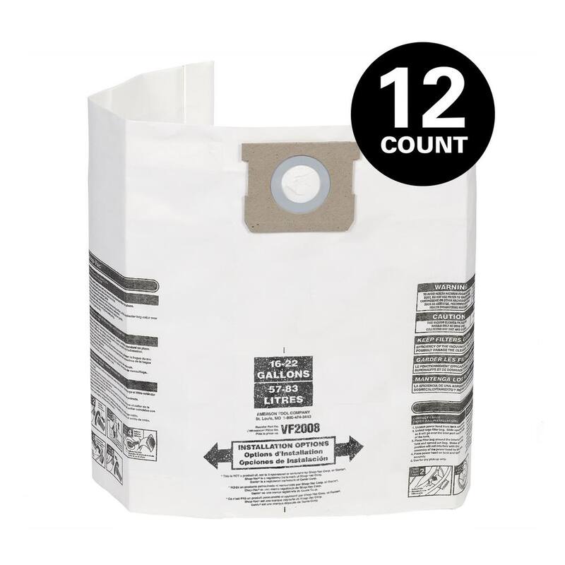 MULTI FIT General Debris Wet Dry Vacuum Dry Pick-up Only Dust Collection Bags for 15 to 22 Gal Shop-Vac Brand Shop Vacs (12-Pack) - VF2008B