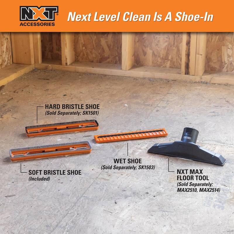 RIDGID 2-1/2 in. NXT Max Floor Tool Shoe Accessory Shop Vac Attachment with Soft Bristles for RIDGID NXT Wet Dry Vacuums - SK1502