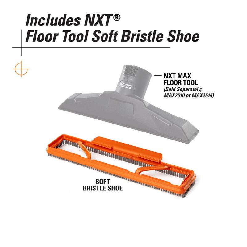 RIDGID 2-1/2 in. NXT Max Floor Tool Shoe Accessory Shop Vac Attachment with Soft Bristles for RIDGID NXT Wet Dry Vacuums - SK1502