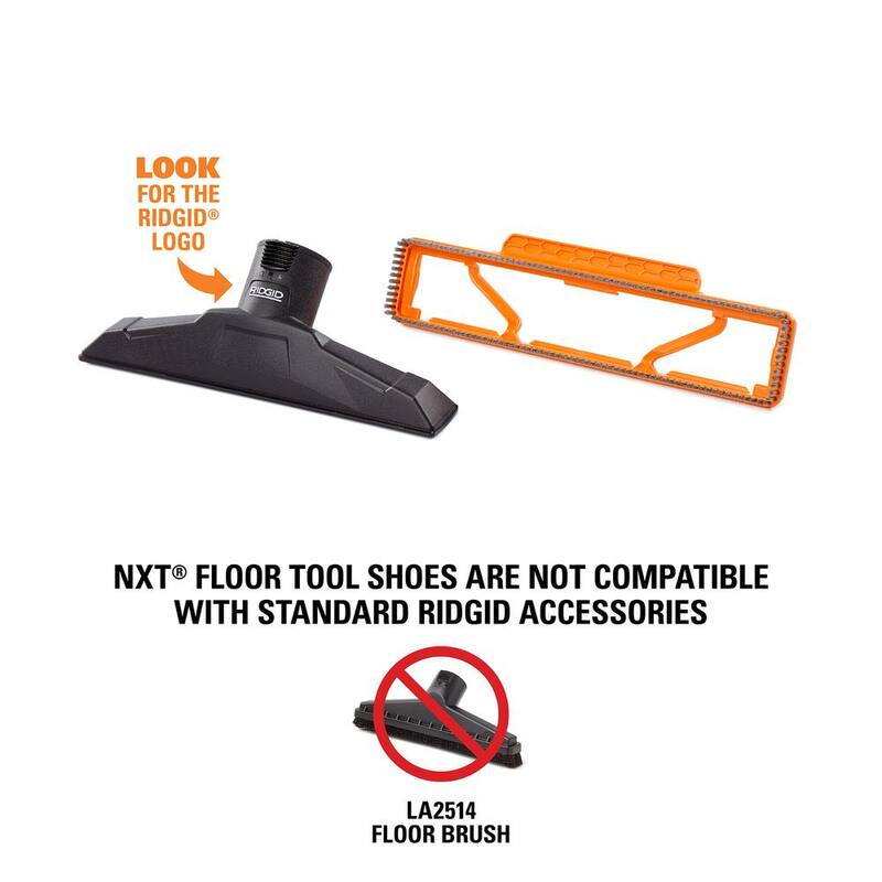 RIDGID 2-1/2 in. NXT Max Floor Tool Shoe Accessory Shop Vac Attachment with Soft Bristles for RIDGID NXT Wet Dry Vacuums - SK1502