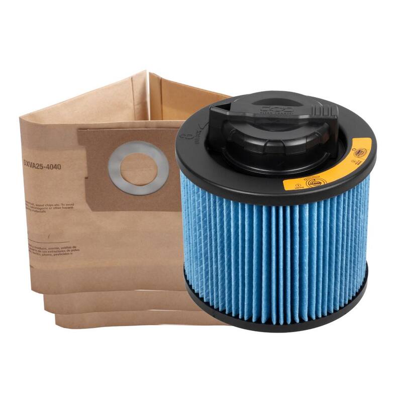 DEWALT 3-Pack Disposable Bag and Fine Dust Cartridge Filter Combo Pack for 4 Gallon DXV04T Wet/Dry Vacuums - 4002-4040