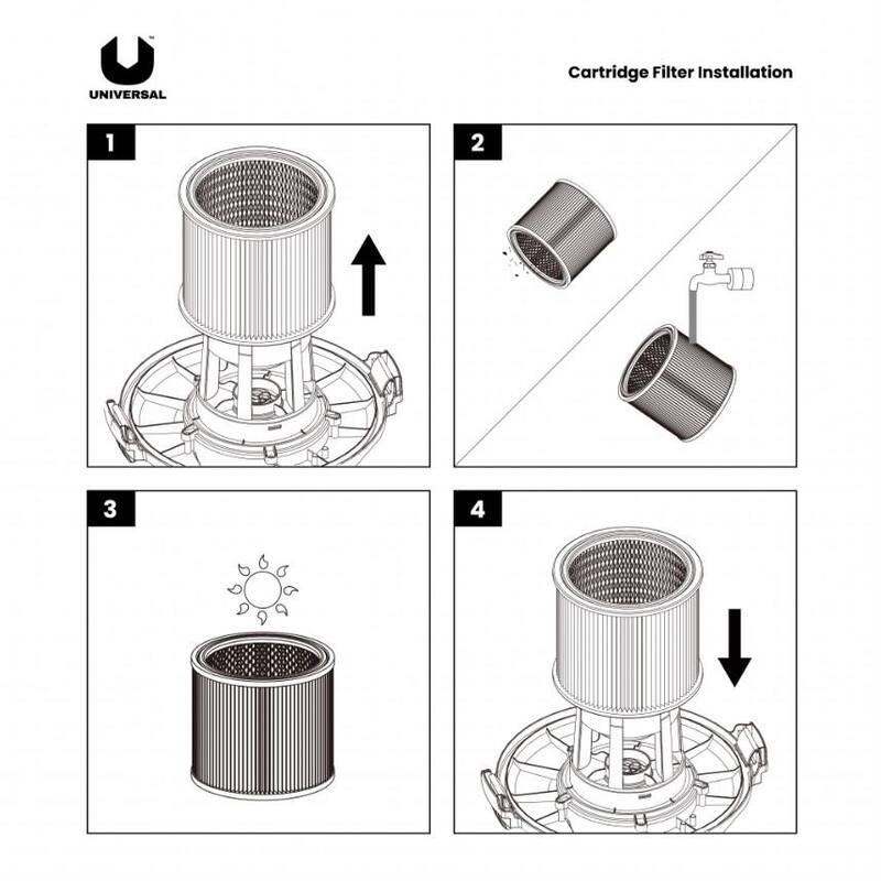 Universal Multi-Fit Standard Cartridge Filter for 5-18 Gal. Wet/Dry Vacuum - U08-2566