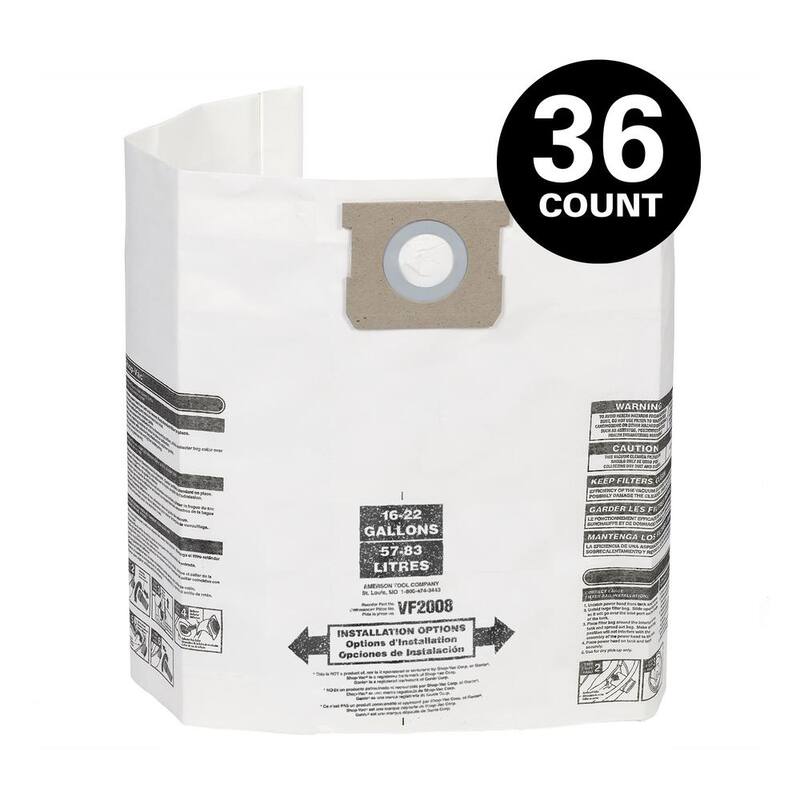 MULTI FIT General Debris Wet Dry Vacuum Dry Pick-up Only Dust Collection Bags for 15 to 22 Gal Shop-Vac Brand Shop Vacs (36-Pack) - VF2008D