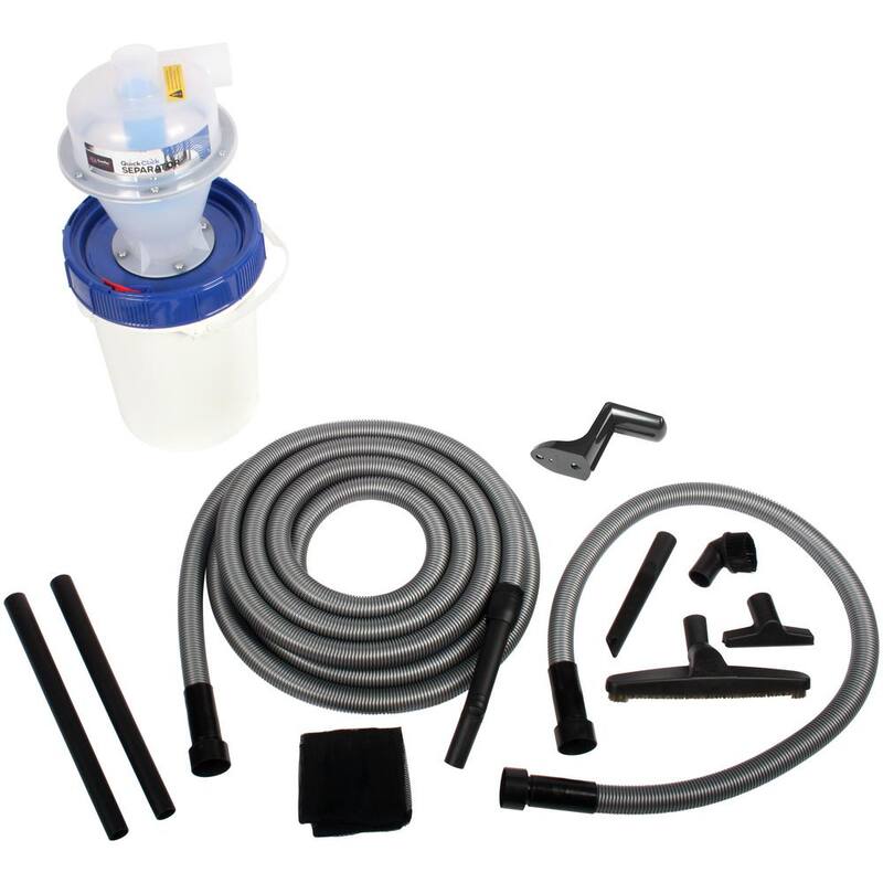 Cen-Tec Assembled Dust Separator with Locking 5 Gal. Collection Bin and 30 ft. Hose Garage Attachment Kit for Wet/Dry Vacuums - 98735