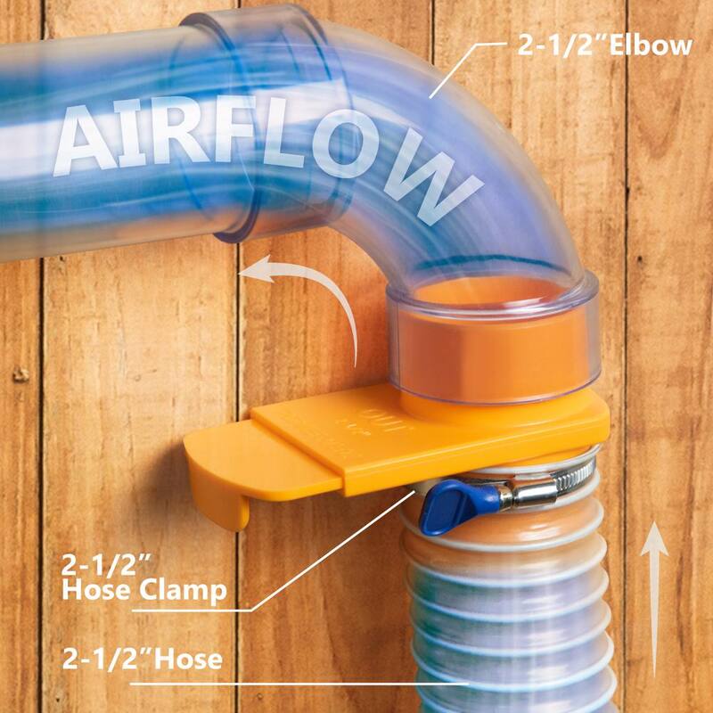 POWERTEC 2-1/2 in. Integrated Blast Gate Clog Resistant Anti Gap Tapered ABS Plastic Fitting for Dust Collection Systems (6-Pack) - 70294-P6
