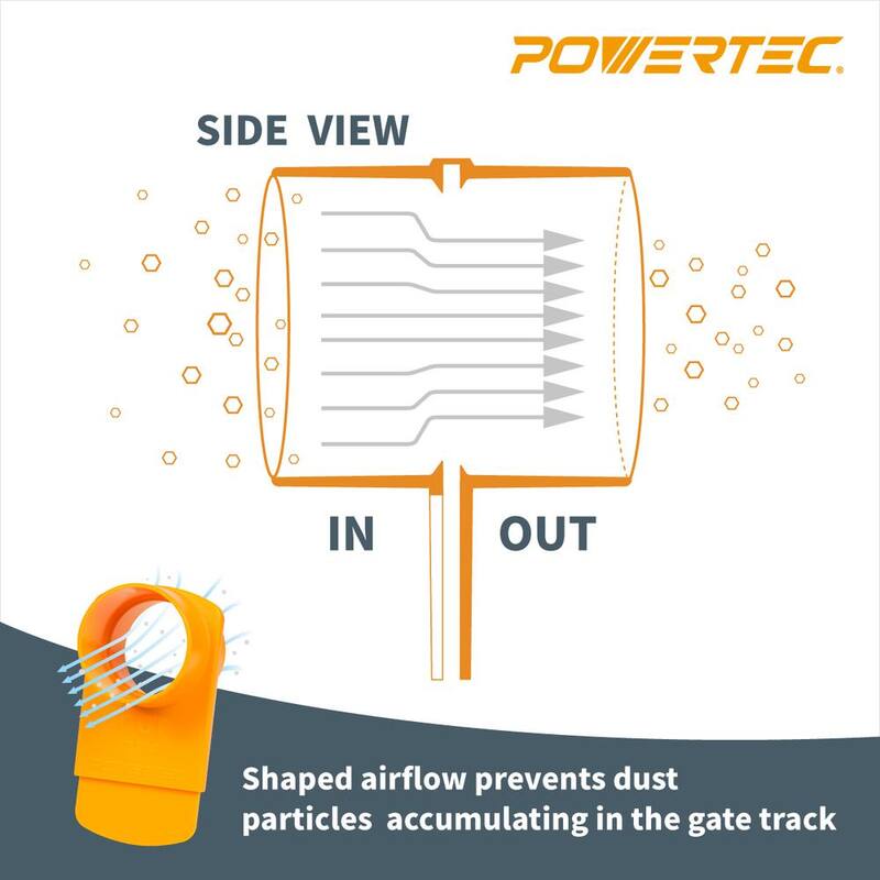 POWERTEC 2-1/2 in. Integrated Blast Gate Clog Resistant Anti Gap Tapered ABS Plastic Fitting for Dust Collection Systems (6-Pack) - 70294-P6
