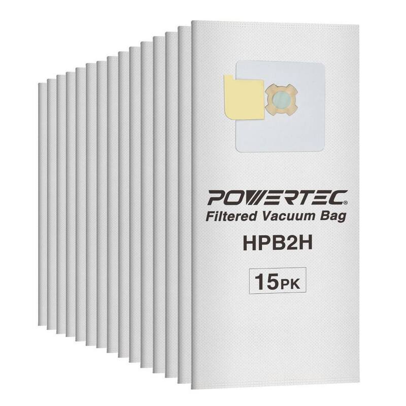 POWERTEC 5-ply Central Vacuum Bag for AstroVac, Valet and VacuMaid HPB2H, HPB2HPK, Replacement Filter Bag, Dust Bags (15-Pack) - 75046-P5