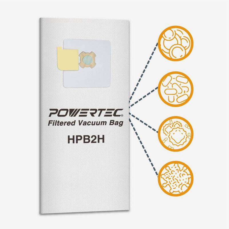 POWERTEC 5-ply Central Vacuum Bag for AstroVac, Valet and VacuMaid HPB2H, HPB2HPK, Replacement Filter Bag, Dust Bags (15-Pack) - 75046-P5