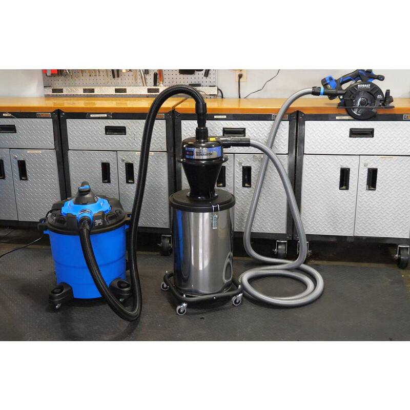 QUICK CLICK Dust Separator with 10 Gal. Stainless Steel Recovery Bin and 16 ft. Hose and Power Tool Adapter Set - 96942