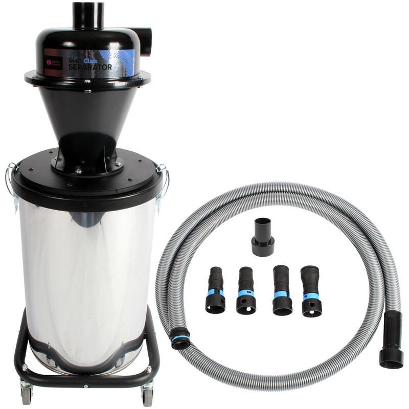 QUICK CLICK Dust Separator with 10 Gal. Stainless Steel Recovery Bin and 16 ft. Hose and Power Tool Adapter Set - 96942