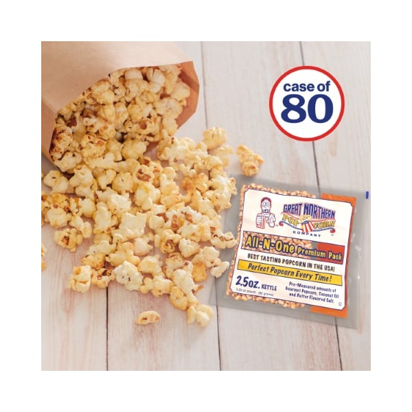 Gran Case of Great Northern Popcorn 4098 (80) de Paquetes de Palomitas de Maíz de Calidad Premium de 2.5 Onzas 2-1/2 oz - 705082TDI