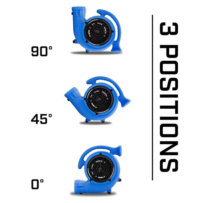 B-Air 1/4 HP Air Mover Blower Fan for Water Damage Restoration Carpet Dryer Floor Home and Plumbing Use in Blue - BA-VP-25-BL