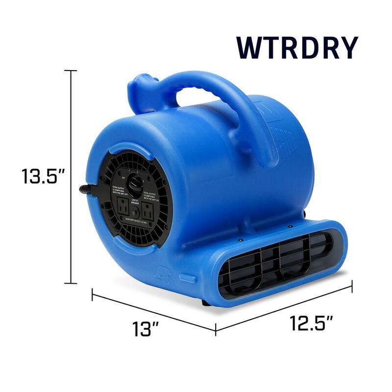 B-Air 1/4 HP Air Mover Blower Fan for Water Damage Restoration Carpet Dryer Floor Home and Plumbing Use in Blue - BA-VP-25-BL