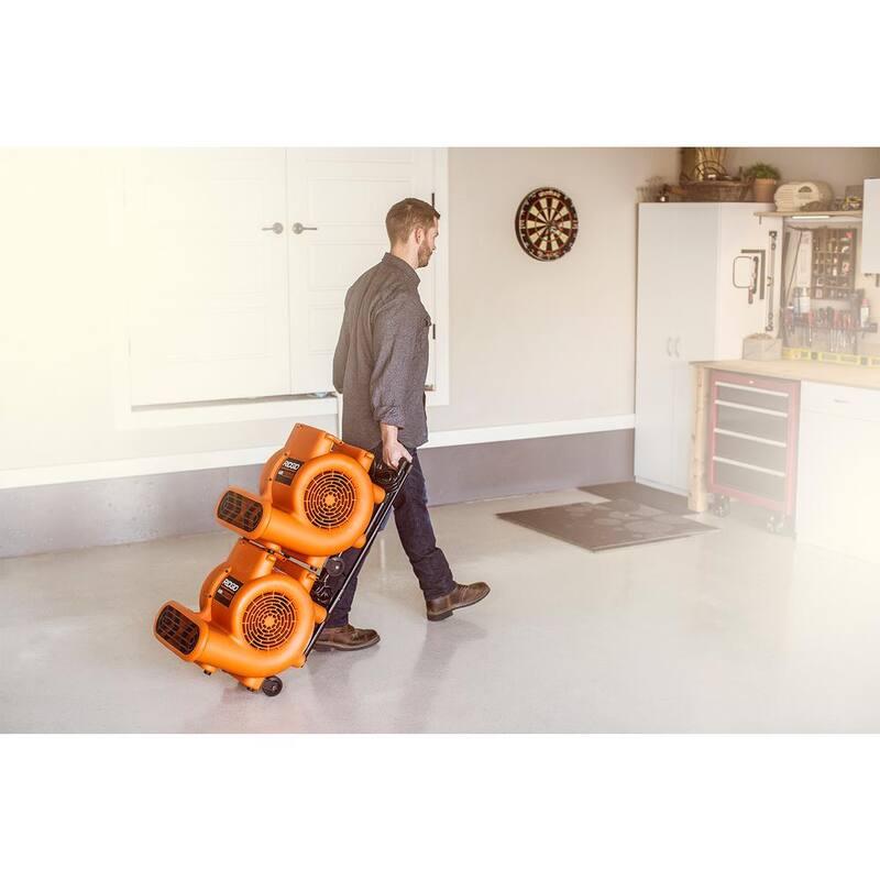 RIDGID 1625 CFM 3-Speed Portable Blower Fan Air Mover with Collapsible Handle and Rear Wheels for Water Damage Restoration - AM2560