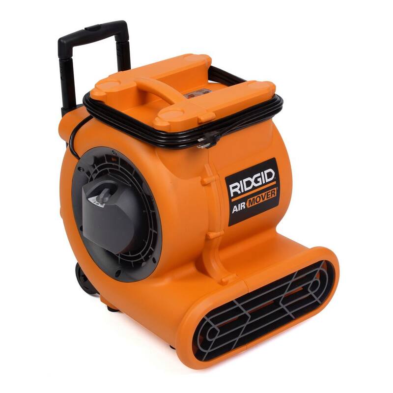 RIDGID 1625 CFM 3-Speed Portable Blower Fan Air Mover with Collapsible Handle and Rear Wheels for Water Damage Restoration - AM2560