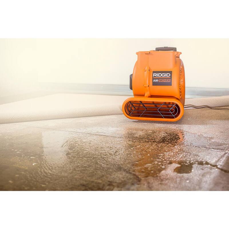 RIDGID 1625 CFM 3-Speed Portable Blower Fan Air Mover with Collapsible Handle and Rear Wheels for Water Damage Restoration - AM2560