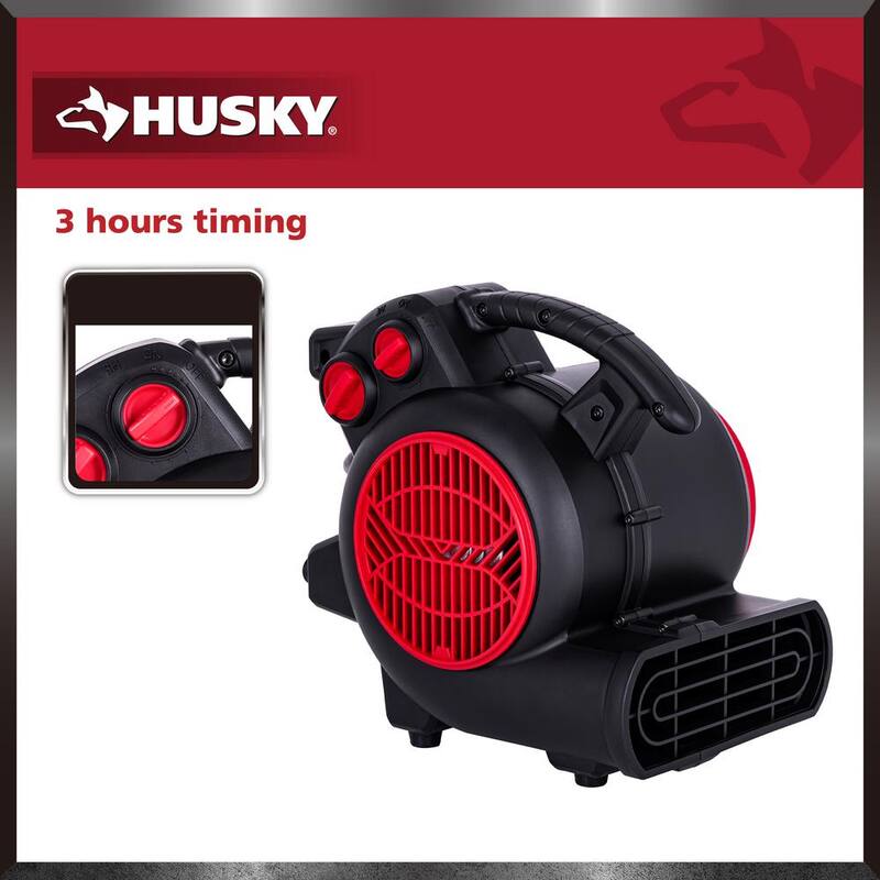 Husky 1/5 HP 6.89 in. 3-Speed Blower Fan in Black with Extended Timer - AM1180