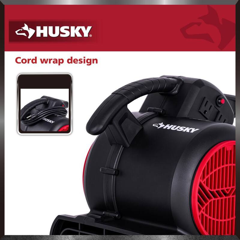 Husky 1/5 HP 6.89 in. 3-Speed Blower Fan in Black with Extended Timer - AM1180