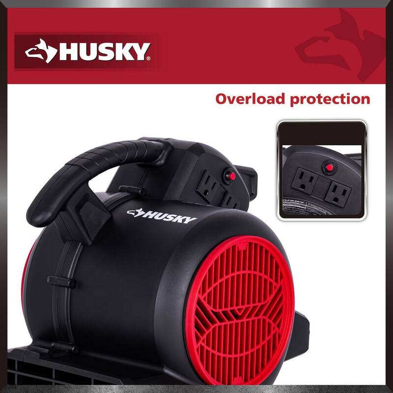 Husky 1/5 HP 6.89 in. 3-Speed Blower Fan in Black with Extended Timer - AM1180