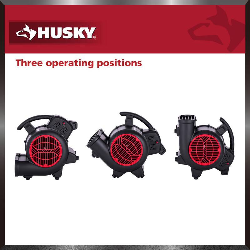 Husky 1/5 HP 6.89 in. 3-Speed Blower Fan in Black with Extended Timer - AM1180