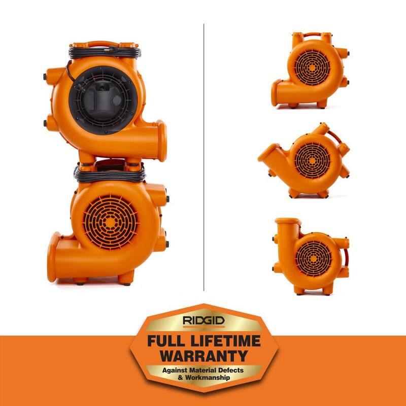 RIDGID 1625 CFM 3-Speed Blower Fan Air Mover with 3 Operating Positions for Water Damage Restoration - AM2286