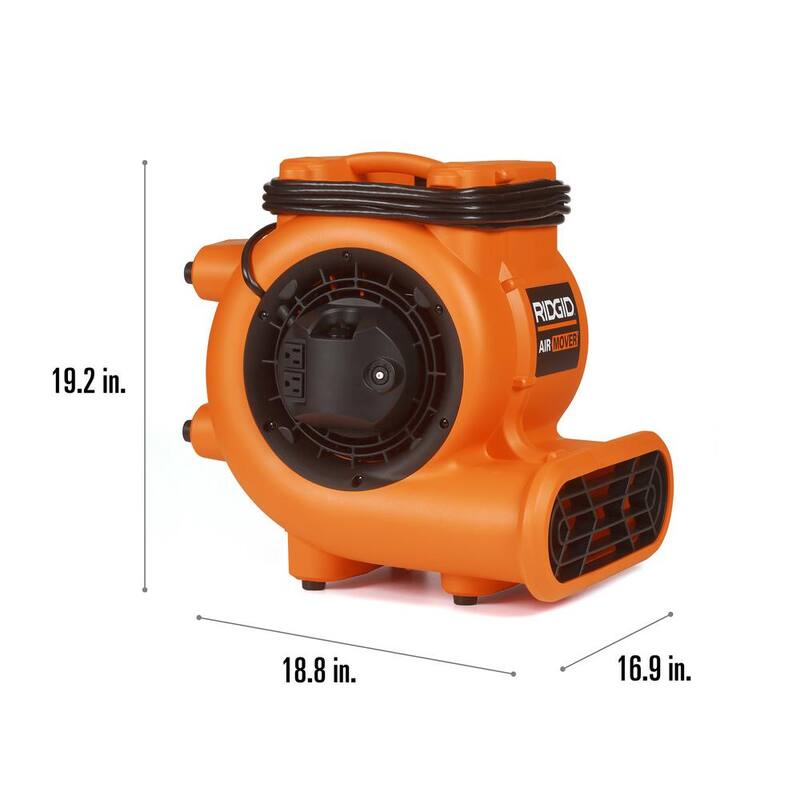 RIDGID 1625 CFM 3-Speed Blower Fan Air Mover with Daisy Chain, 3 Operating Positions for Water Damage Restoration - AM2287