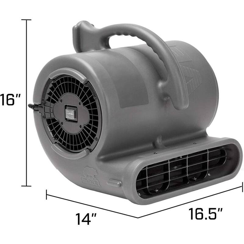 B-Air 1/2 HP Air Mover for Janitorial Water Damage Restoration Stackable Carpet Dryer Floor Blower Fan in Grey - BA-VP-50-GY