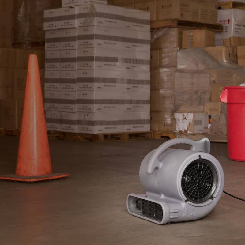 B-Air 1/2 HP Air Mover for Janitorial Water Damage Restoration Stackable Carpet Dryer Floor Blower Fan in Grey - BA-VP-50-GY